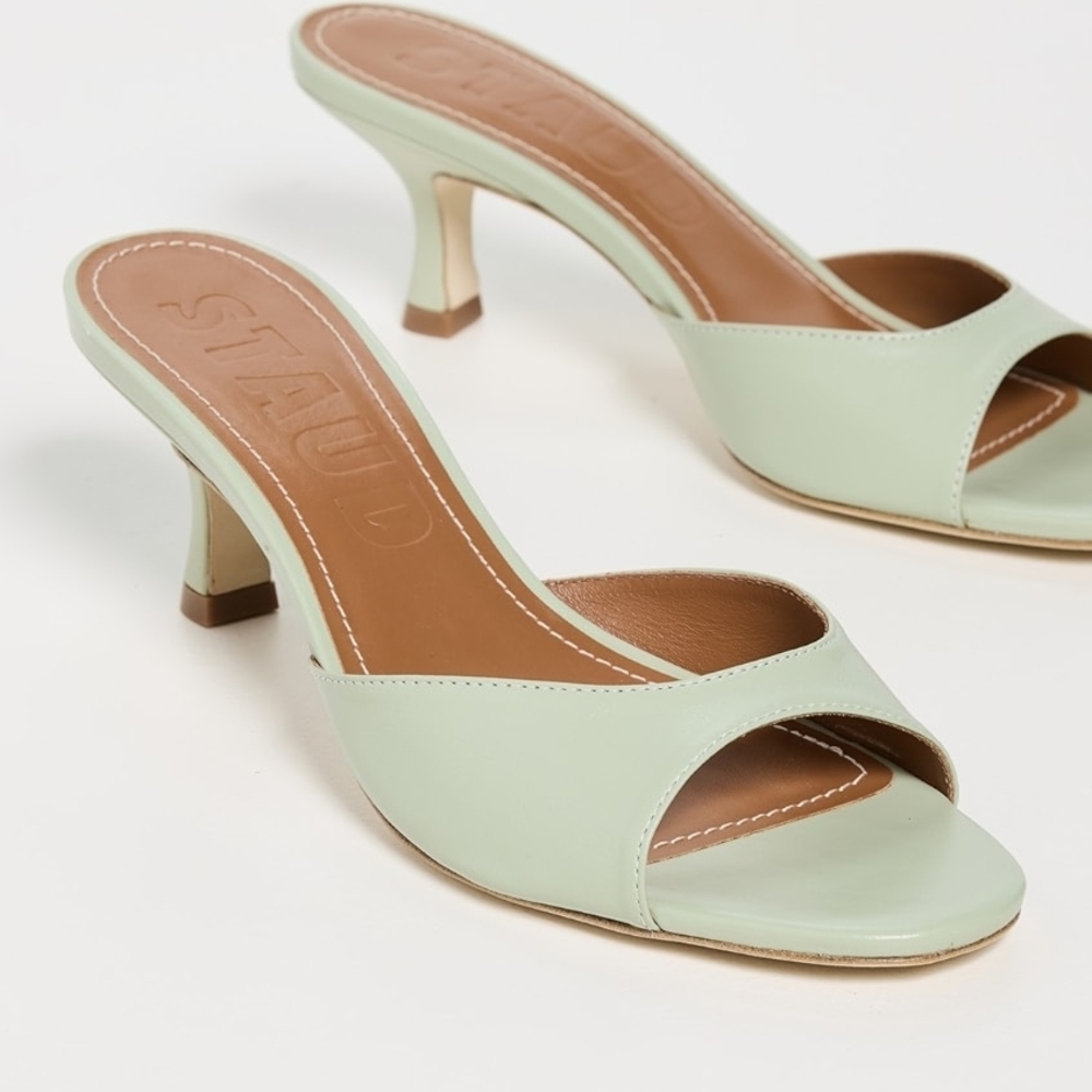 STAUD Bridgette Pale Jade Open-Toe Heels 40